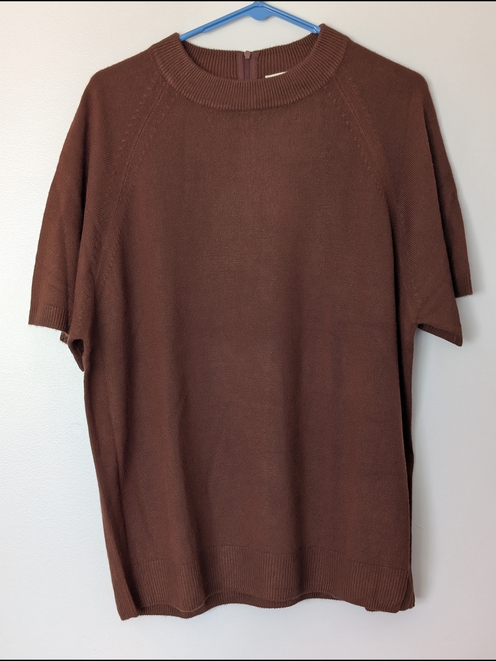 Women's Crystal-Kobe Soft Chocolate-Brown Short-Sleeve Knit Sweater.